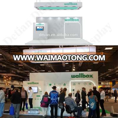 Detian Offer portable 3x6m wood varnish exhibition stand with lighting hang banner